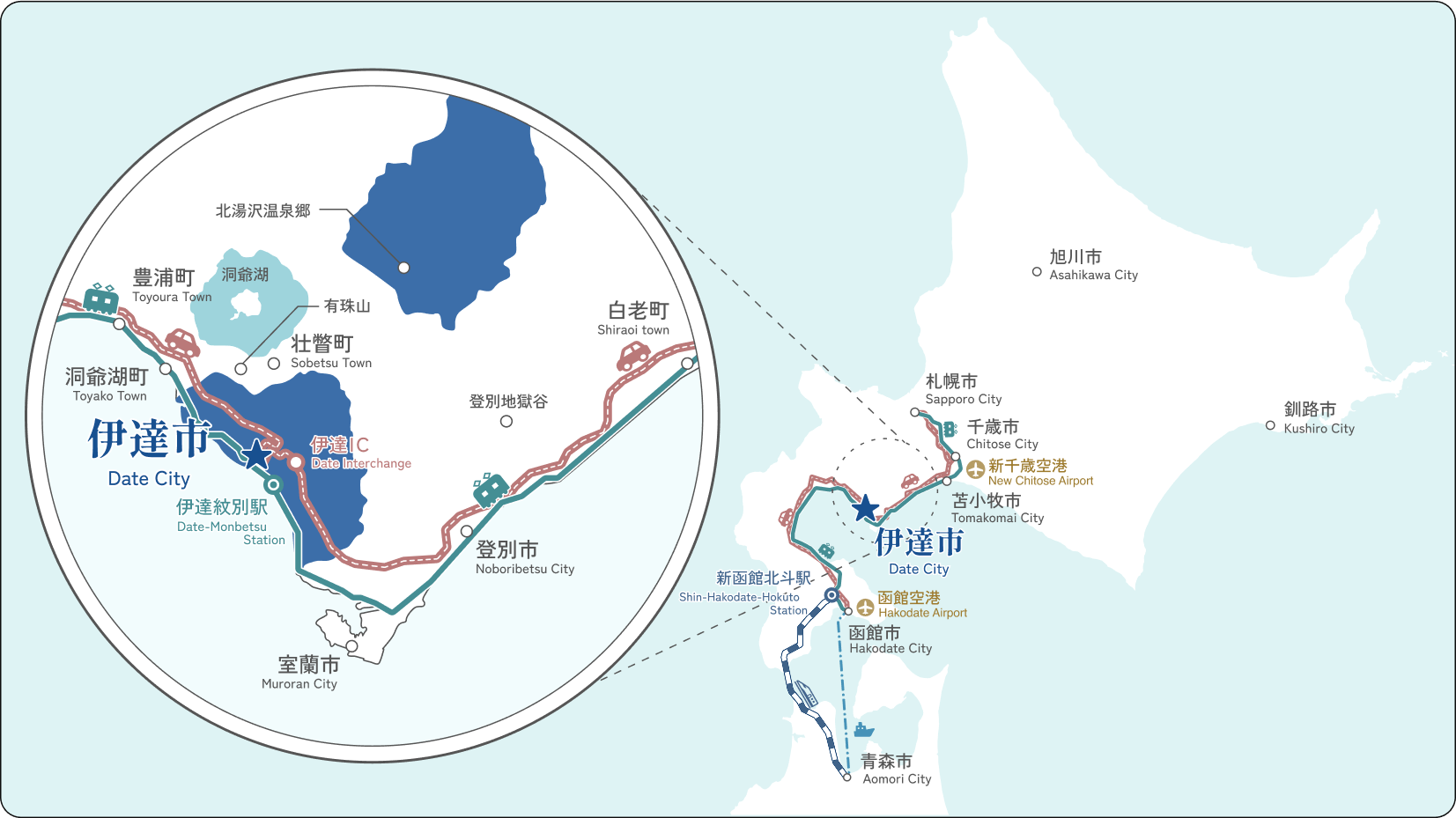 伊達市のアクセスマップ